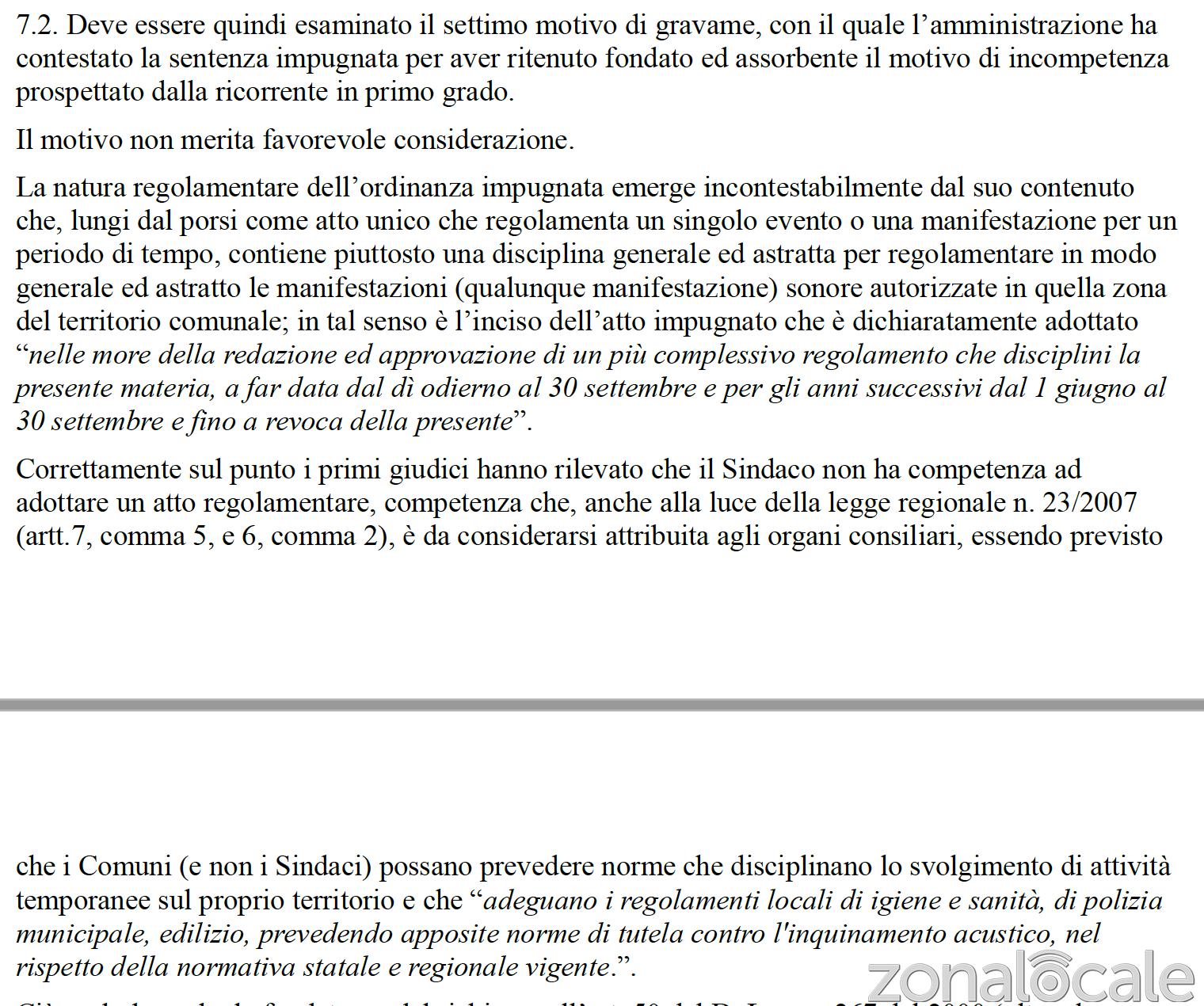 Parte della sentenza del Consiglio di Stato