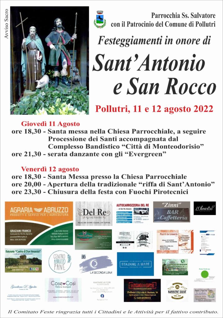 Musica e fuochi pirotecnici a Pollutri per la festa di San Rocco e Sant'Antonio 2 sanroccosanantonio2022pollutri