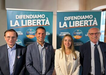 Da sinistra, Vincenzo D'Ottavio, Gianluca Vacca, Federica Gasbarro e Primo Di Nicola