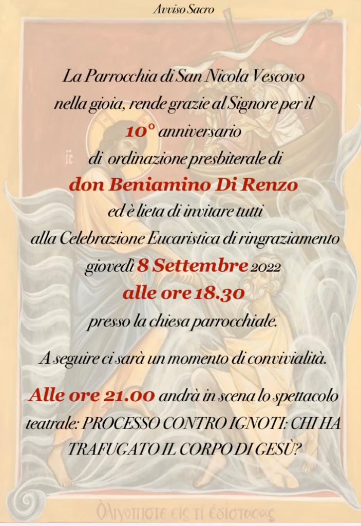La parrocchia di San Nicola Vescovo festeggia i 10 anni di sacerdozio di Don Beniamino Di Renzo 2 loca