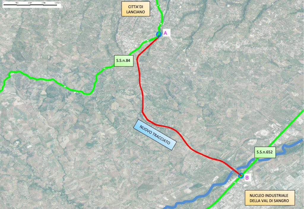 ipotesi tracciato nuova strada veloce lanciano valdisangro