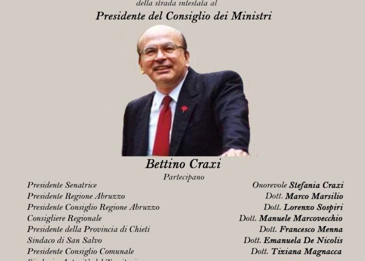 Manifesto cerimonia intitolazioenstrada a Bettino Craxi