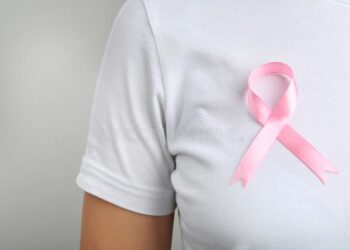 woman pink ribbon grey background space text woman pink ribbon grey background space text breast cancer 141105562