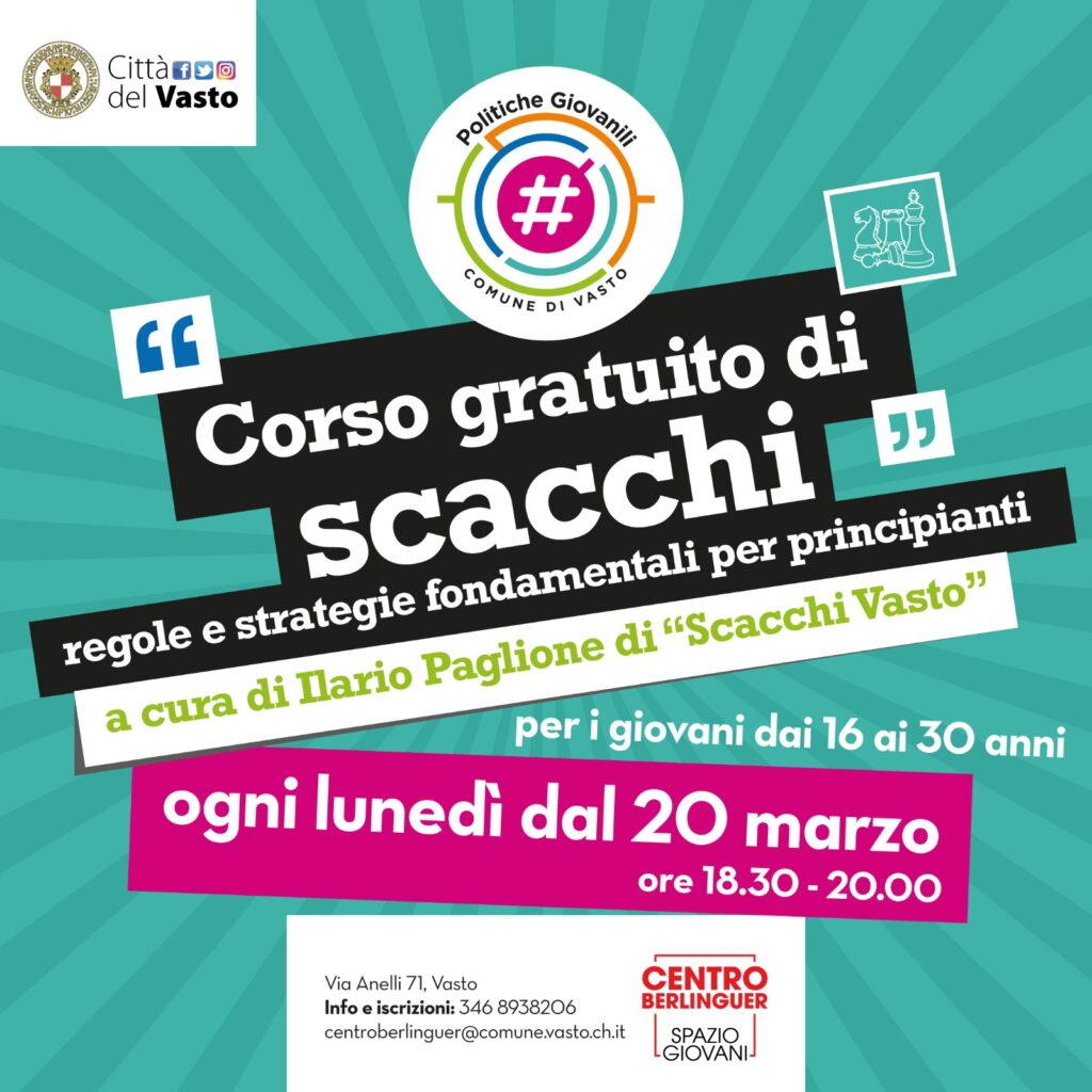 Al via tre nuovi corsi del Progetto giovani a Vasto 2 corso scacchi