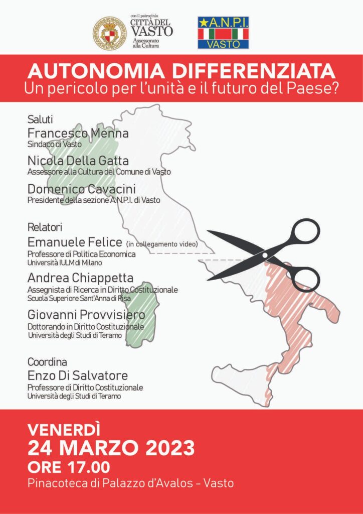 Convegno ANPI e autonomia differenziata 2 locandina autonomia differernziata