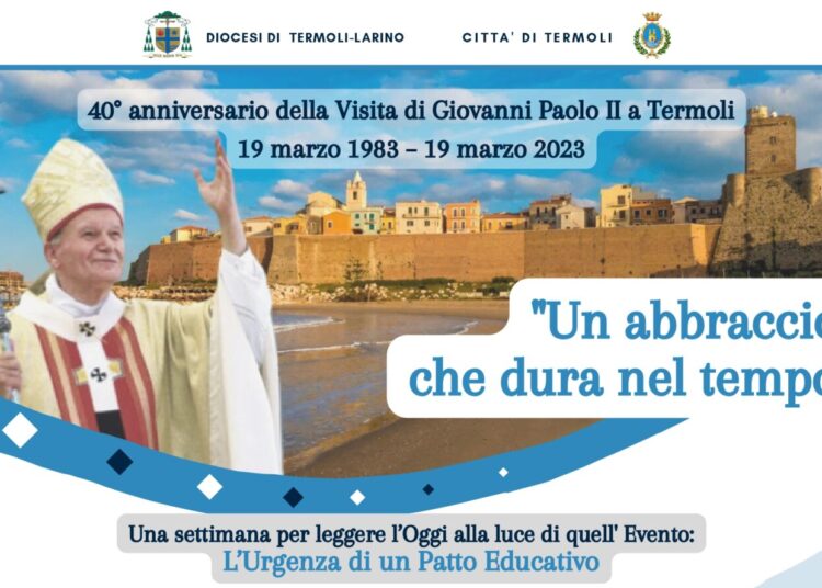 manifesto 40 anni visita Papa Giovanni Paolo II a Termoli rid e1678385989687