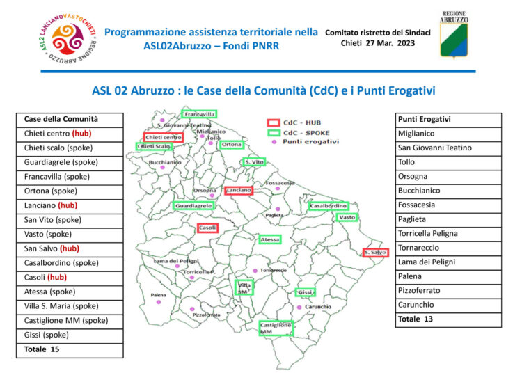 La mappa delle nuove strutture nella provincia di Chieti