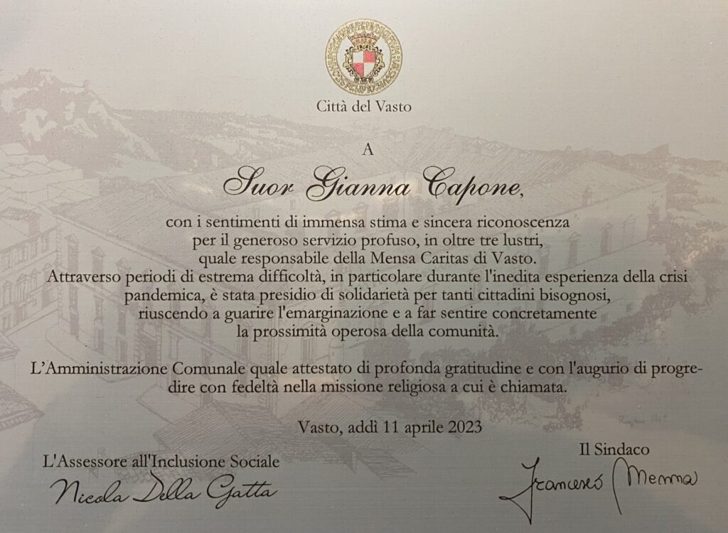 In dialogo con suor Gianna, tutta per i bisognosi della città: Vasto e la Diocesi ringraziano - Gallery 2 IMG 1081