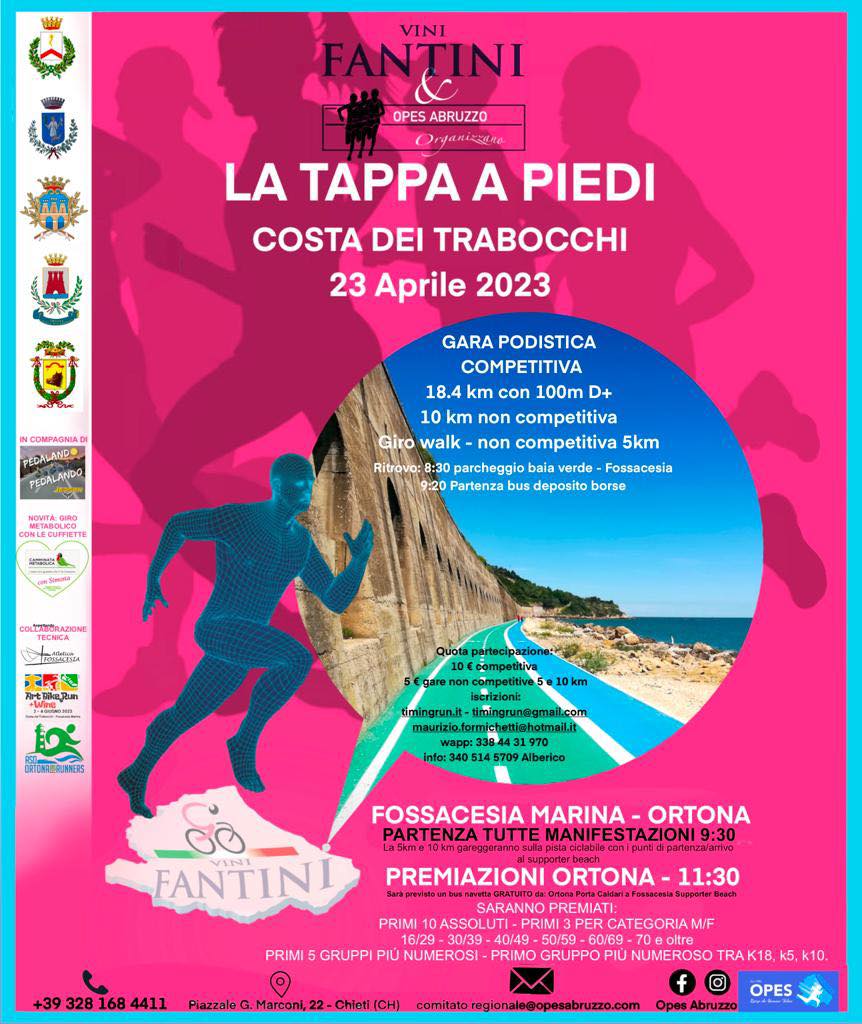 Trittico di gare Corrilabruzzo Uisp nel ponte del 25 aprile 2 La Tappa a Piedi 23042023 locandina
