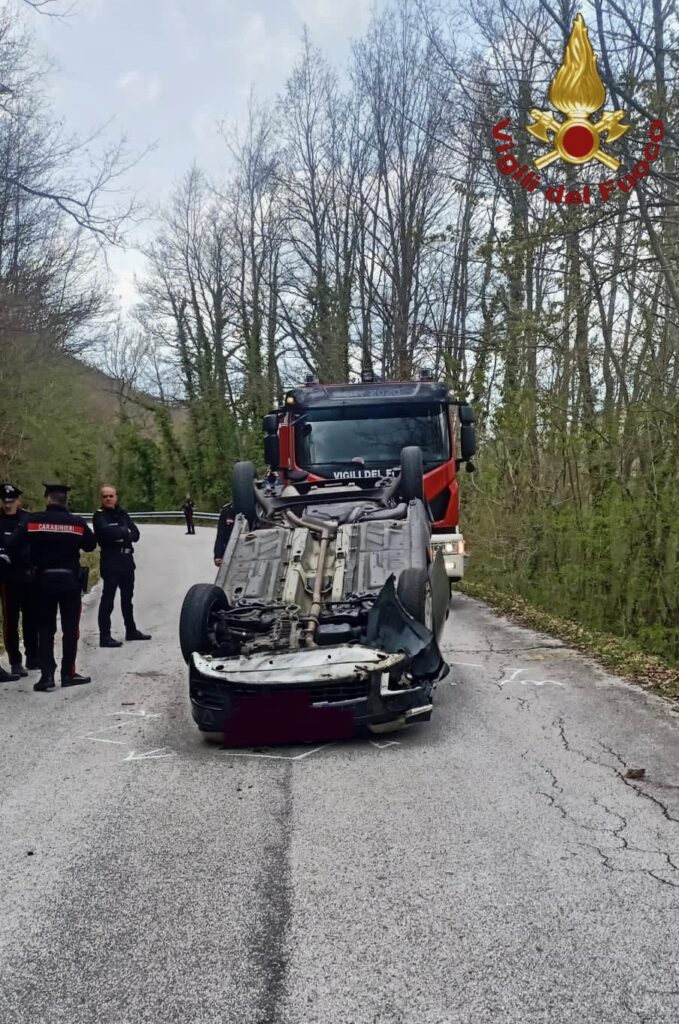 Si ribalta con l'auto per schivare un animale - Gallery 3 auto ribaltata2