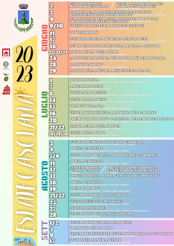 "Casoli Borgo in Fiera" sabato 1° luglio 2 Estate casolana 2023