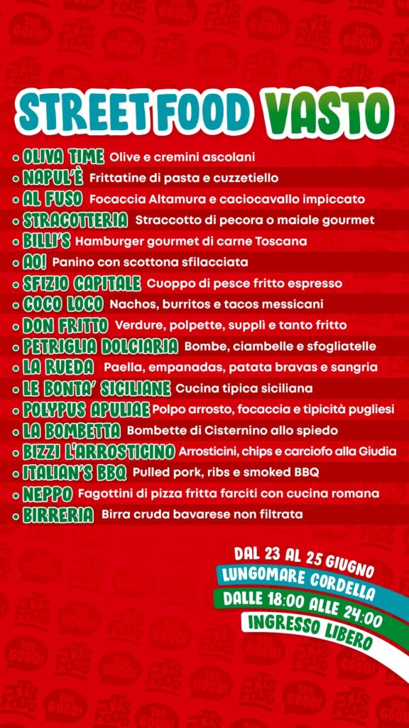 Torna TTS Food a Vasto marina 2 locandina street food
