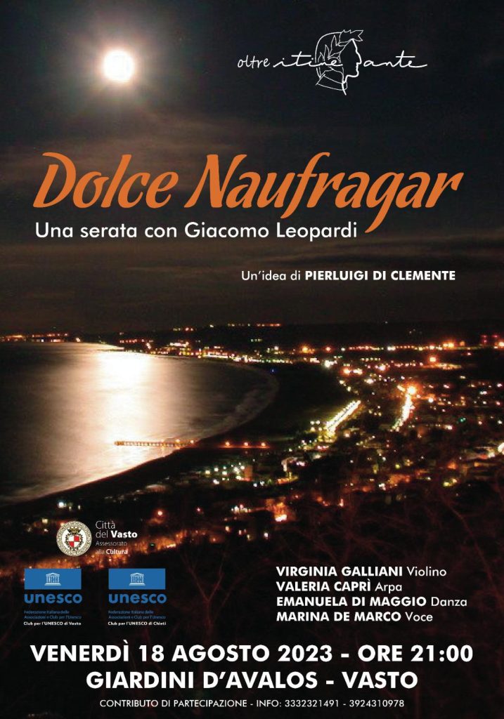 Dolce Naufragar: una serata con Giacomo Leopardi nei Giardini di Palazzo D'Avalos 1 Immagine WhatsApp 2023 08 04 ore 18.11.14