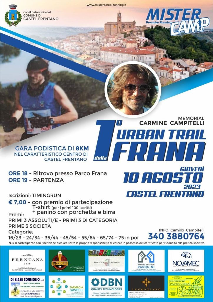 Oggi parte l'Urban Trail della Frana 2 Urban Trail della Frana 10082023 locandina