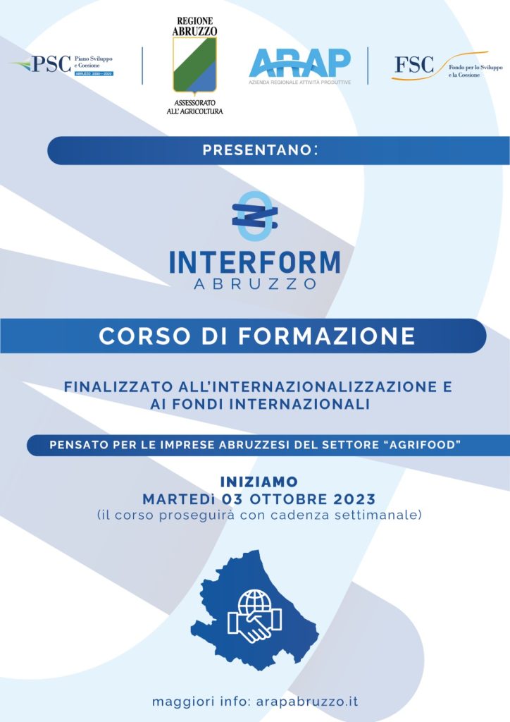 Regione Abruzzo, percorso formativo gratuito per export manager nel settore dell'agrifood 2 Corsi Arap