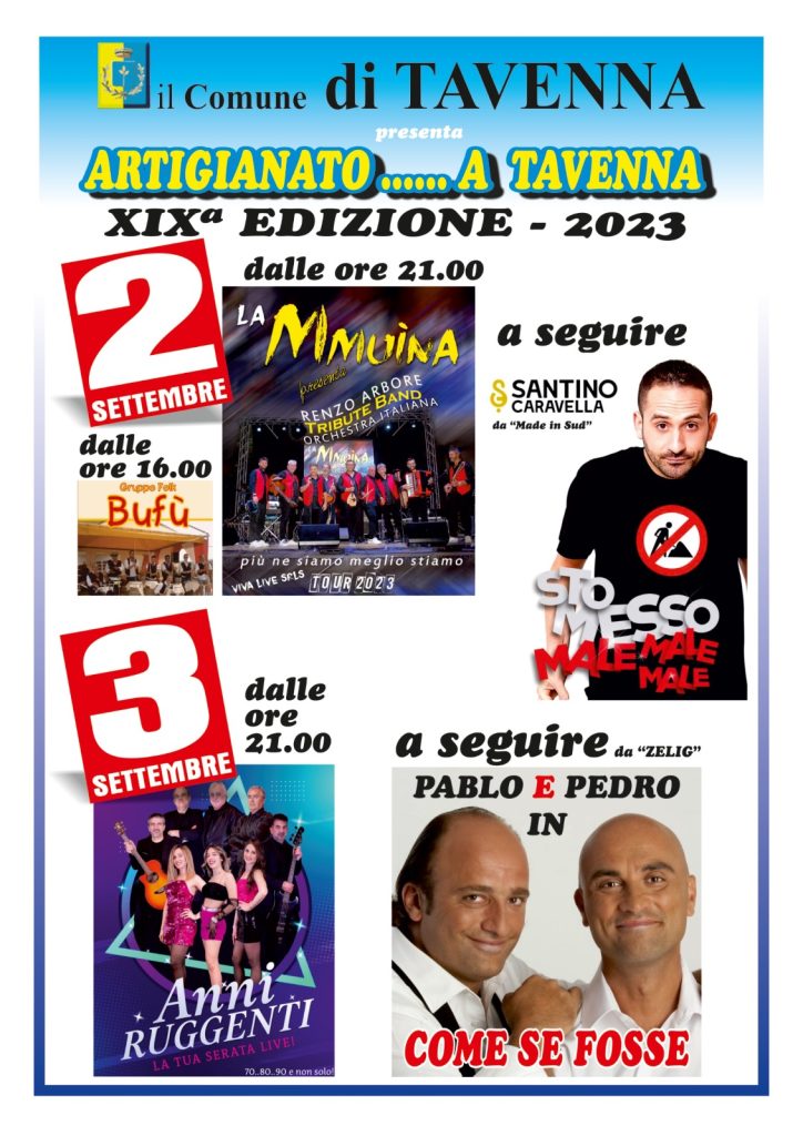 Tutto pronto per la 19° edizione di "Artigianato a Tavenna" 2 locandina tavenna 1