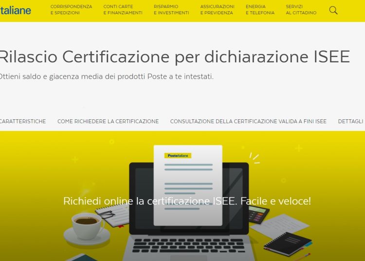 ph rilascio cetificazione Isee online poste.it