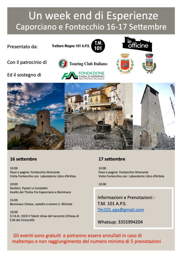 Weekend di esperienze, visite guidate a Caporciano, Bominaco e Fontecchio 7 programma weekend