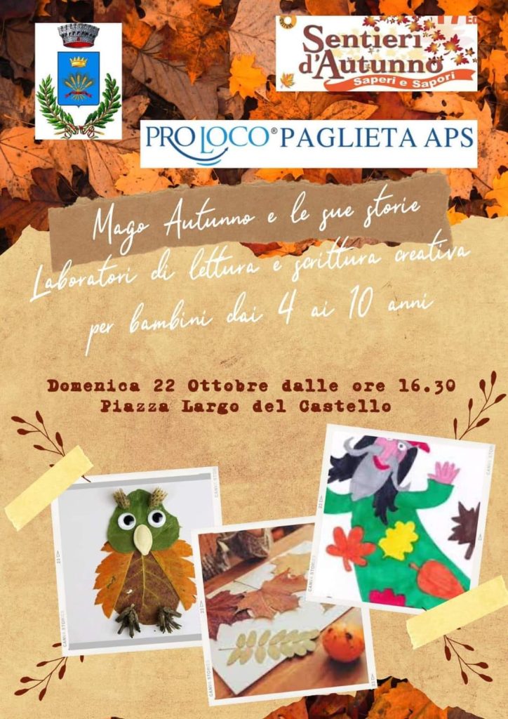Al via oggi a Paglieta "Sentieri d'autunno" 11 LABORATORI BIMBI