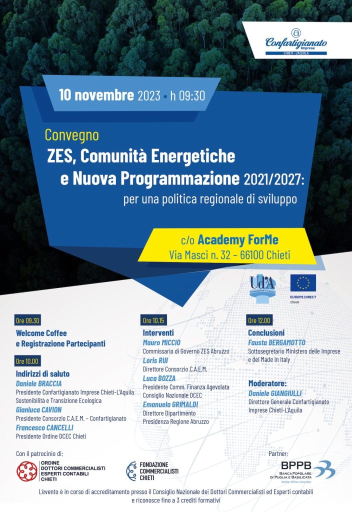 Zes, comunità energetiche e programmazione 2021/2027 2 Locandina ZES Com Energetiche e Nuova Programmazione