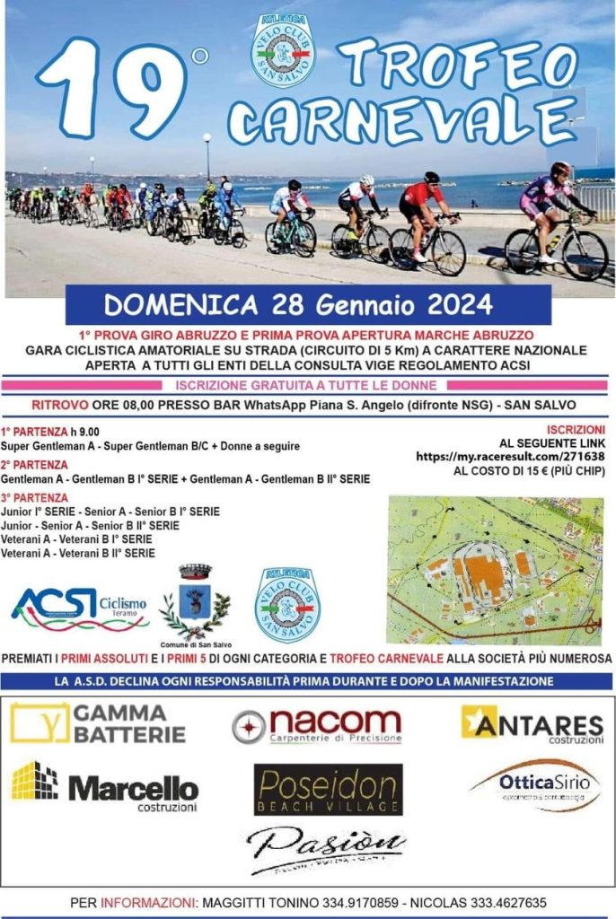 Trofeo Carnevale, pedalata di emozioni a San Salvo 3 Trofeo Carnevale 28012024 locandina