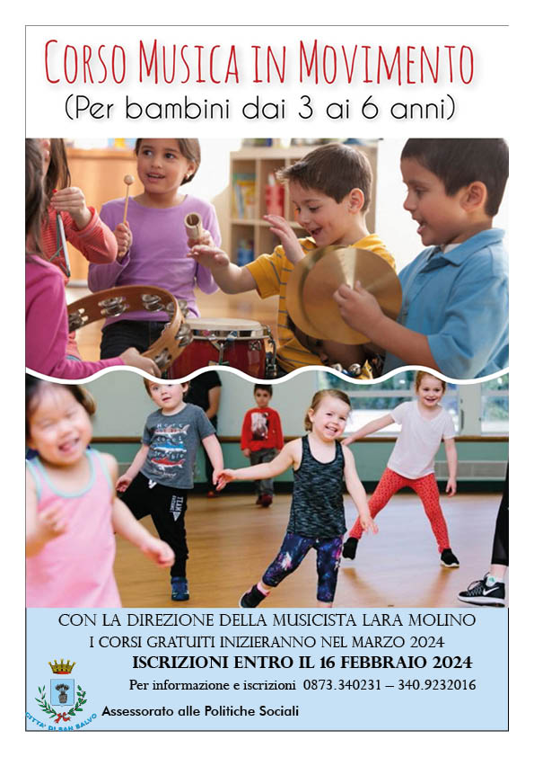 San Salvo, corsi musicali gratuiti per bambini e mamme 3 corso musica in movimento