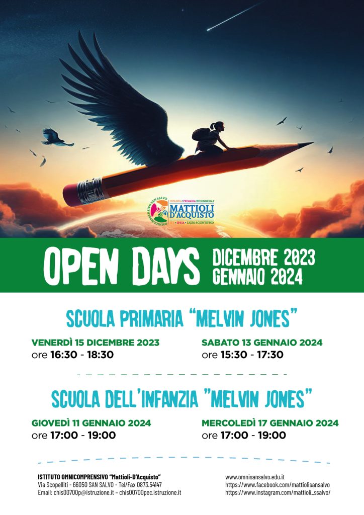 Open day dell'Istituto Omnicomprensivo di San Salvo 2 locandina openday 2023 24 primo ciclo