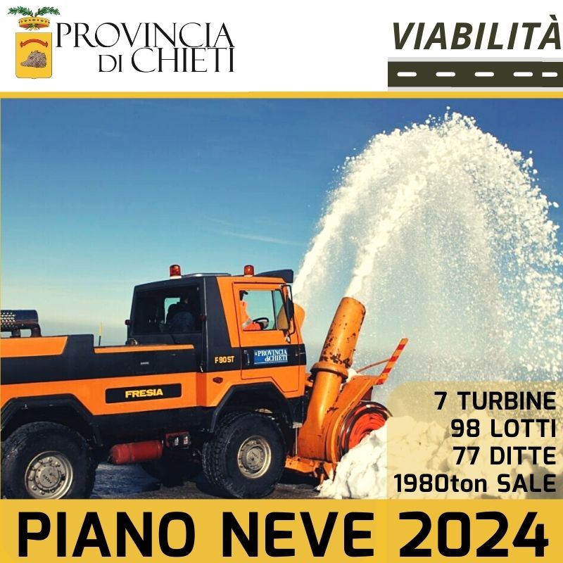 Piano neve 2024: dalla Provincia di Chieti 1 milione di euro, 7 turbine e 1890 tonnellate di sale per la viabilità 3 piano neve 2024 card