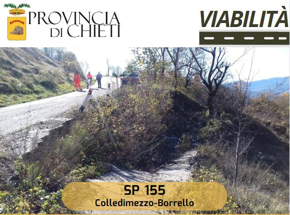 Provincia di Chieti, 3,3 milioni di euro per la viabilità nelle zone colpite da frane 2 sp 155 colledimezzo borrello