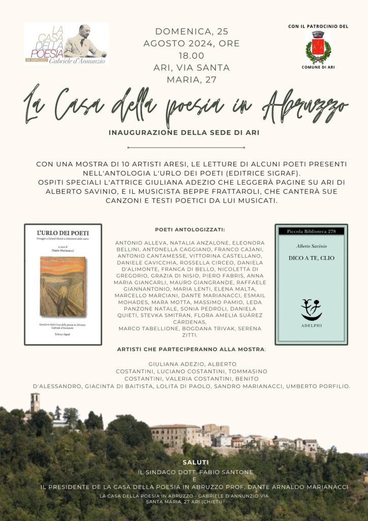 Ari inaugura una nuova sede della Casa della poesia con un tributo a Munch e Savinio 2 IMG 20240819 WA0035