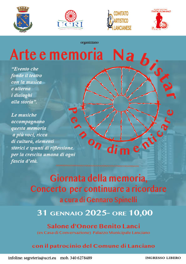 A Lanciano l'iniziativa 'Arte e Memoria' 2 locandina 31 gennaio 1