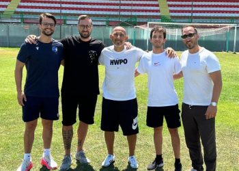 Da sinistra: Farina, Capozzi, mister Rufini, Carbonelli e il presidente Zaami