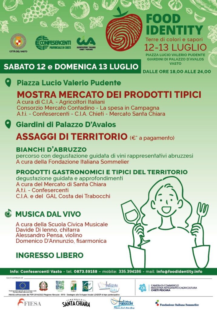 Il 12 e 13 luglio a Vasto torna Food Identity: musica, vini e sapori locali 2 locandina food