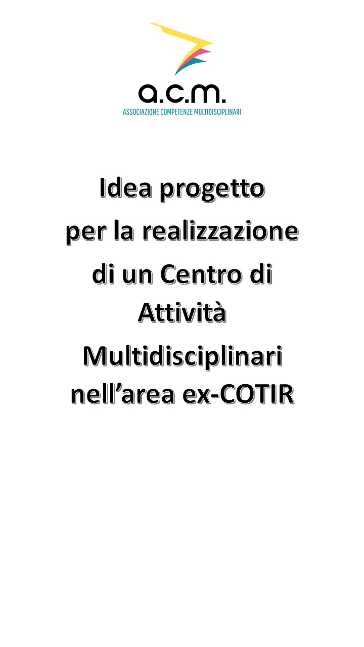 Il frontespizio dell'idea progetto presentata dall'Acm