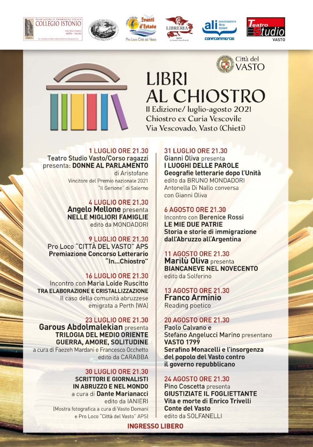 Gli appuntamenti con "Libri al Chiostro"