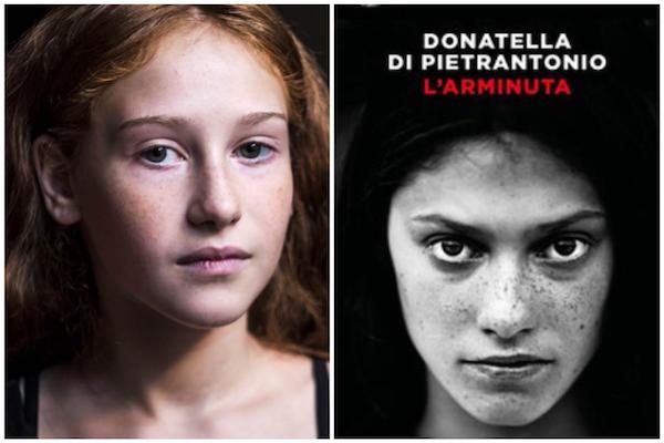 A sinistra, Sofia Fiore e la copertina del romanzo di Donatella Pietrantonio