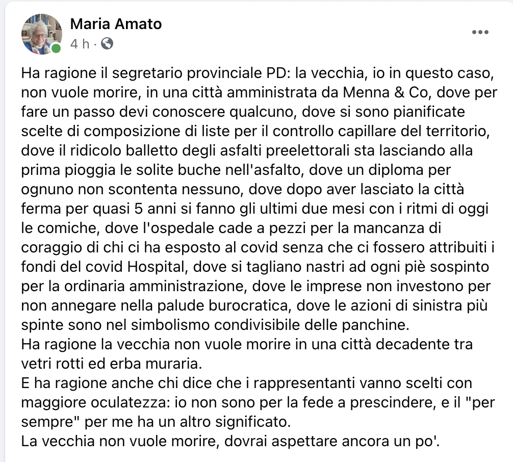 La replica a distanza di Maria Amato